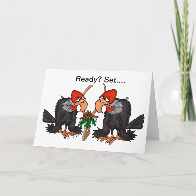 Tarjeta de Navidad de los buitres, de Mistltoe y (Anverso)