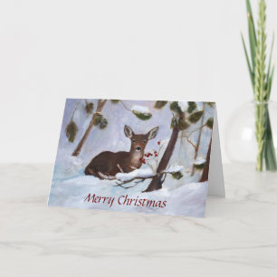 Tarjeta de Navidad de los ciervos de la baya del