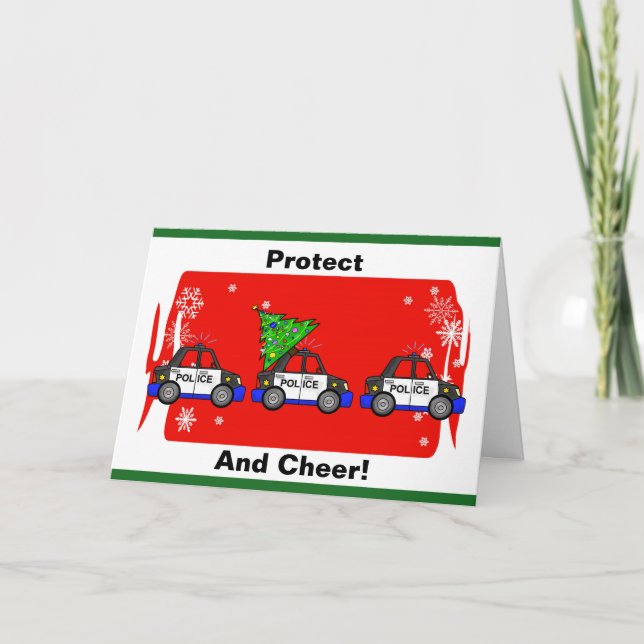 Tarjeta de Navidad de los coches policía y del (Anverso)