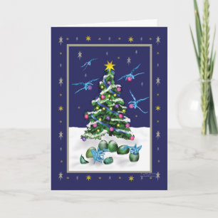 Tarjeta de Navidad de los dragones de los azules