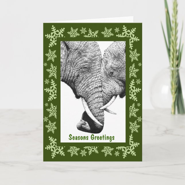 Tarjeta de Navidad de los elefantes africanos (Anverso)