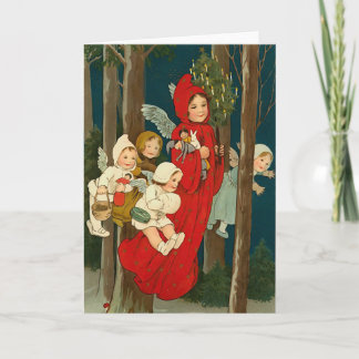 Tarjeta de Navidad de los navidades Angels Vintage