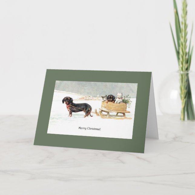 Tarjeta de Navidad de los perritos y de los (Anverso)