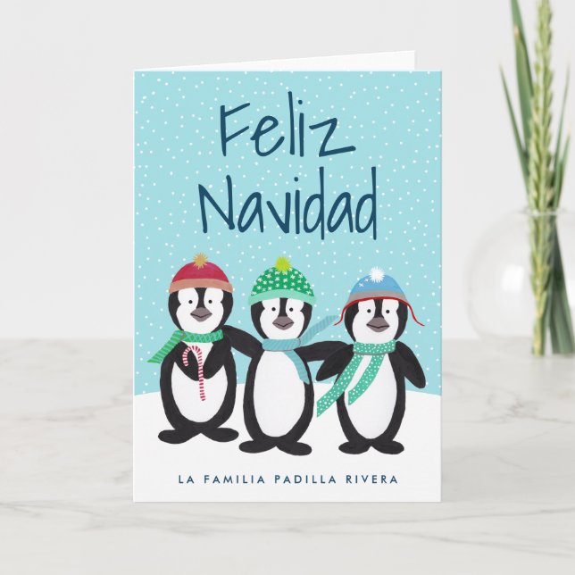 Tarjeta de Navidad de Los Pingüinos (Anverso)