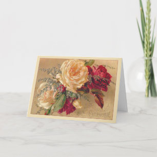 Tarjeta de Navidad de los rosas del Victorian