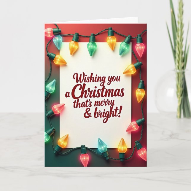 Tarjeta de Navidad de Luces Festivas (Anverso)