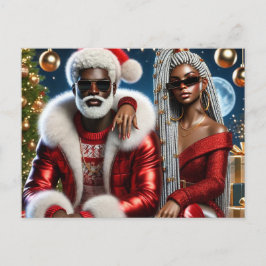 Tarjeta de Navidad de lujo de Santa Glam y Sra. Cl