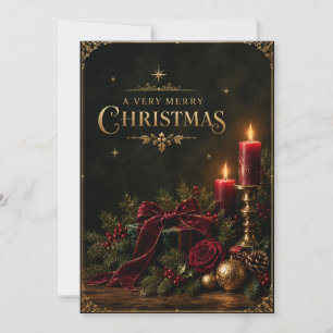 Tarjeta de Navidad de lujo elegante, lazo de terci