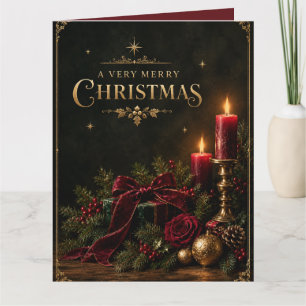 Tarjeta de Navidad de lujo elegante, lazo de terci