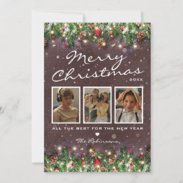 Tarjeta de Navidad de Madera Antigua 3 Fotos