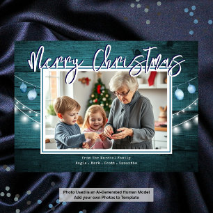 Tarjeta de Navidad de Madera Rústica con Fotos