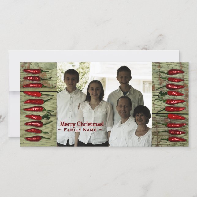Tarjeta de Navidad de madera verde rústica de la (Anverso)
