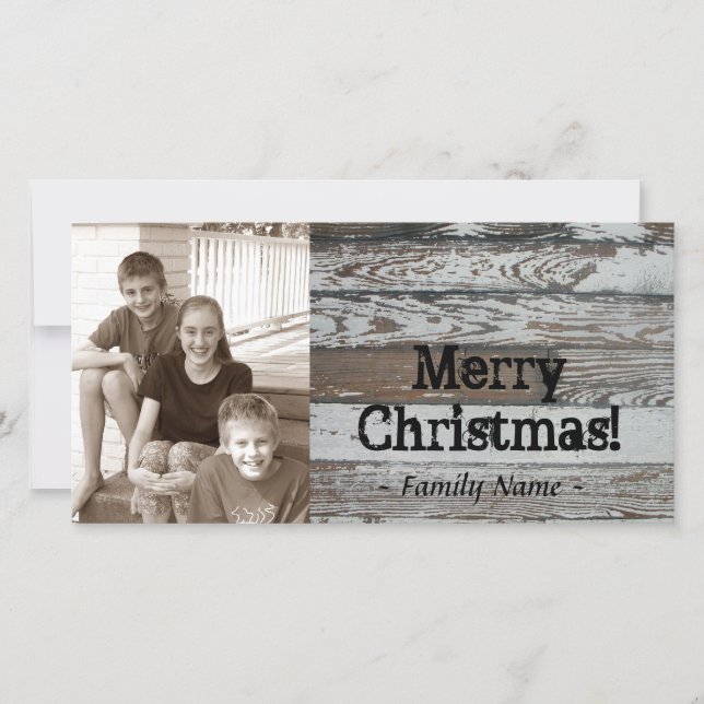 Tarjeta de Navidad de madera vieja de la foto (Anverso)