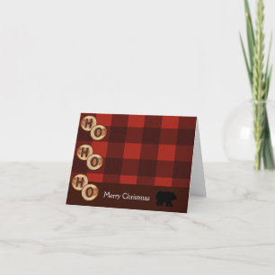 TARJETA DE NAVIDAD DE MADERAS ADIRONDACK DEL OSO