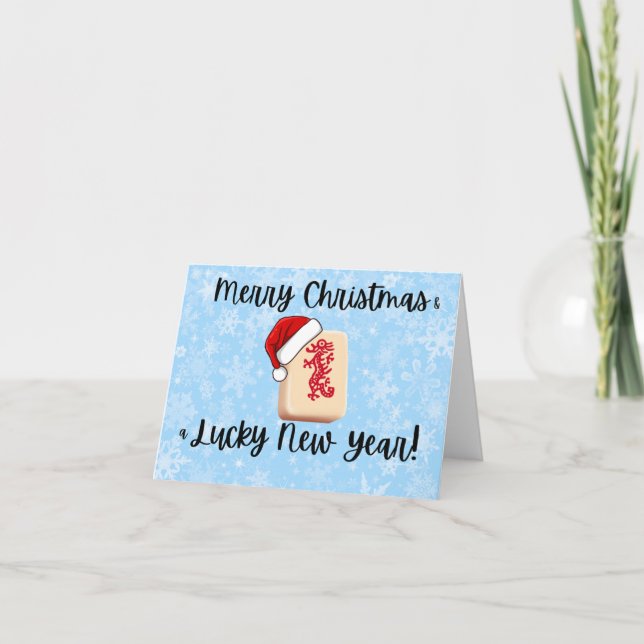 Tarjeta de Navidad de Mahjong (Anverso)