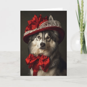 Tarjeta de Navidad de Malamute Elegante Perro Vict