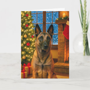 Tarjeta de Navidad de Malinois Belga