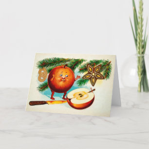 Tarjeta de Navidad de manzana cortada victoriana