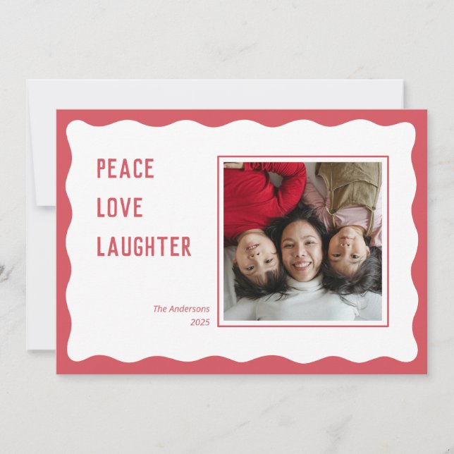 Tarjeta de Navidad de marco rojo con vieira y feli (Anverso)