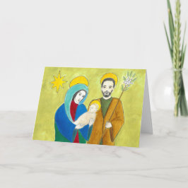 Tarjeta de Navidad de María, José y el niño Jesús.