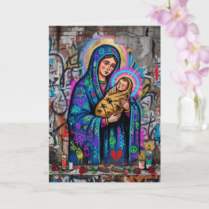 Tarjeta de Navidad de María y Jesús Bebé Moderna 