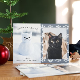 Tarjeta de Navidad de Mascota de Gato de Nieve de 