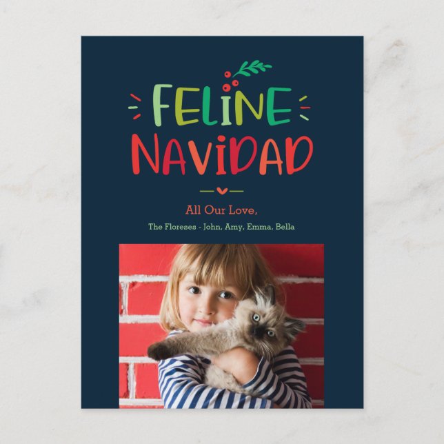 Tarjeta de Navidad de mascotas felinas para las fi (Anverso)