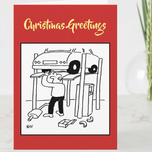 Tarjeta de Navidad de Mecánico de Garaje