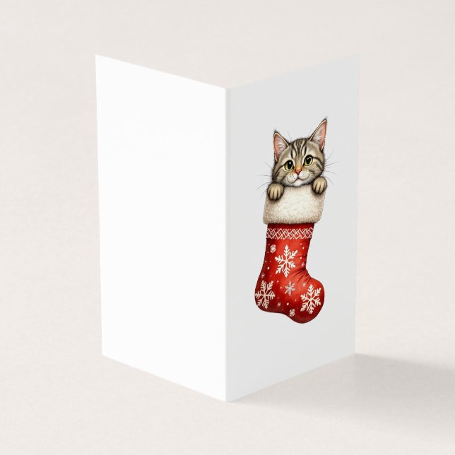 Tarjeta de Navidad de Media Personalizada con Gati (Exterior)