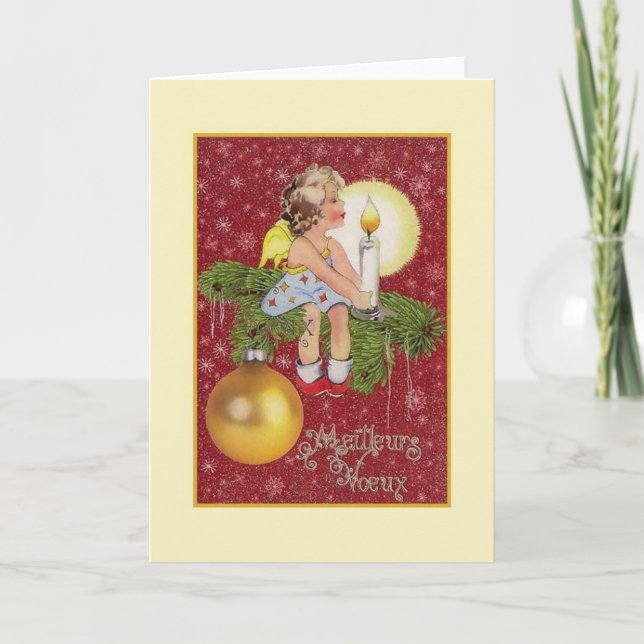 Tarjeta de Navidad de Meilleurs Vœux del francés (Anverso)