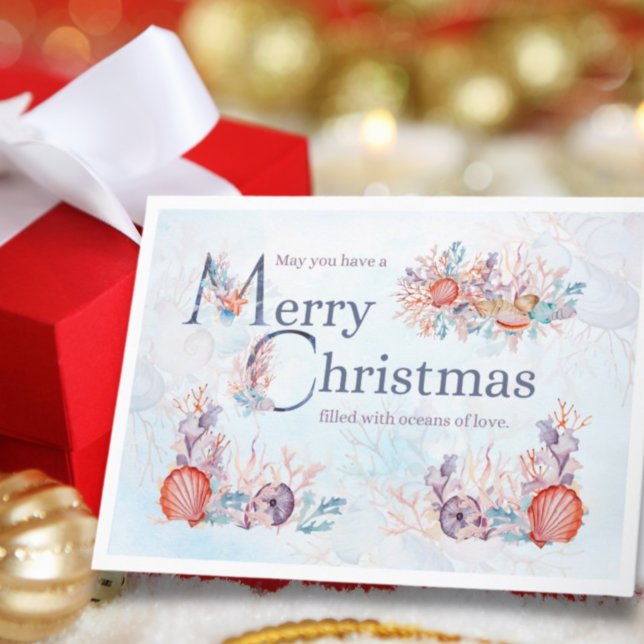 Tarjeta de navidad de merry con temática oceánica (Subido por el creador)