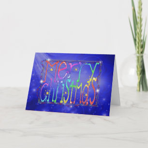 Tarjeta de navidad de merry de textura azul