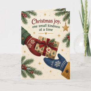 Tarjeta de Navidad de Mitten Gift Small Kindness