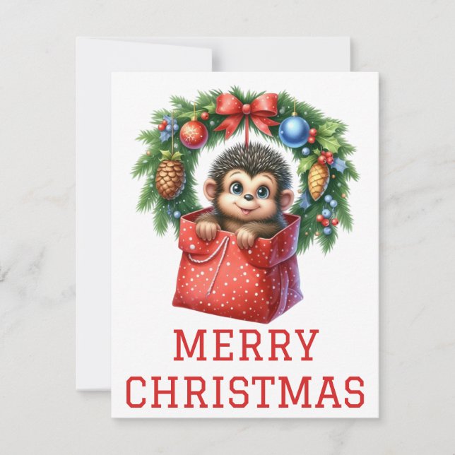 Tarjeta de Navidad de Mono Bebé Lindo (Anverso)