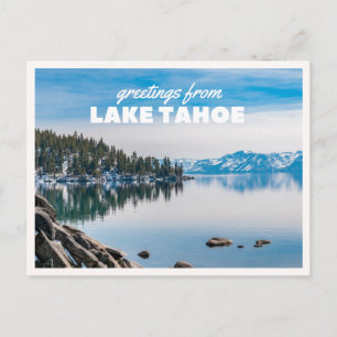 Tarjeta de Navidad de Montaña Invernal del Lago Ta