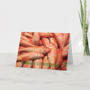 Tarjeta de navidad de mora de pescado rosa/Naranja