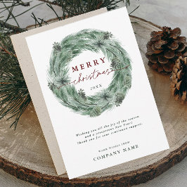 Tarjeta de navidad de mora de pino con código QR