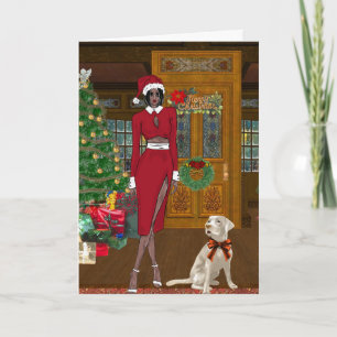 Tarjeta de Navidad de mujer afroamericana chic