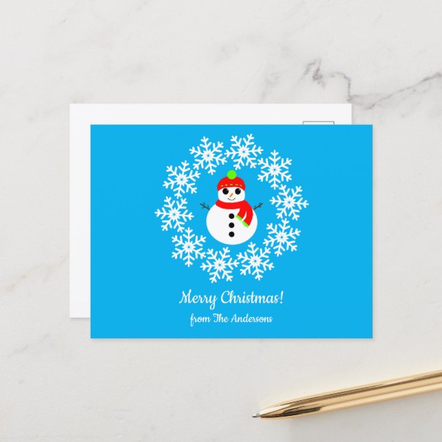 Tarjeta de Navidad de Muñeco de Nieve (Anverso/Reverso In Situ)