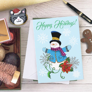 Tarjeta de Navidad de muñeco de nieve