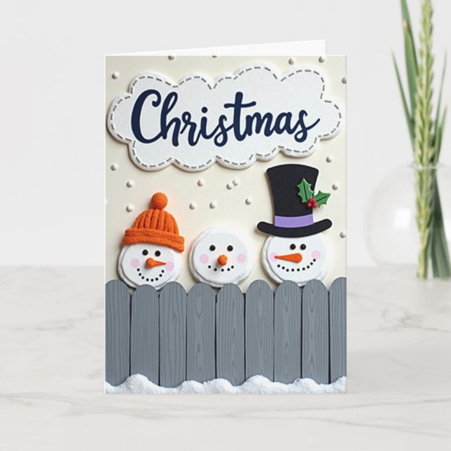 Tarjeta de Navidad de Muñeco de Nieve (Anverso)