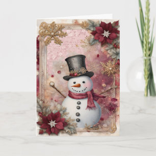 Tarjeta de Navidad de Muñeco de Nieve