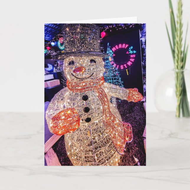 Tarjeta de Navidad de Muñeco de Nieve (Anverso)