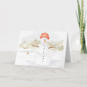 Tarjeta de Navidad de muñeco de nieve amigable con