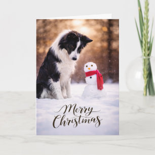 Tarjeta de Navidad de Muñeco de Nieve con Border C