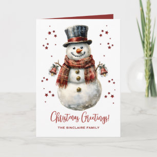 Tarjeta de Navidad de Muñeco de Nieve con Nombre