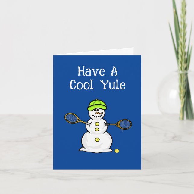 Tarjeta de Navidad de Muñeco de Nieve de Tenis (Anverso)