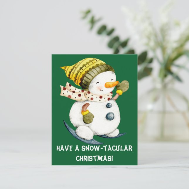 Tarjeta de Navidad de Muñeco de Nieve Divertido (Anverso de pie)