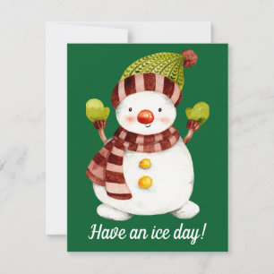 Tarjeta de Navidad de Muñeco de Nieve Divertido