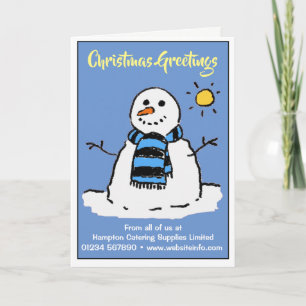 Tarjeta de Navidad de muñeco de nieve divertido.